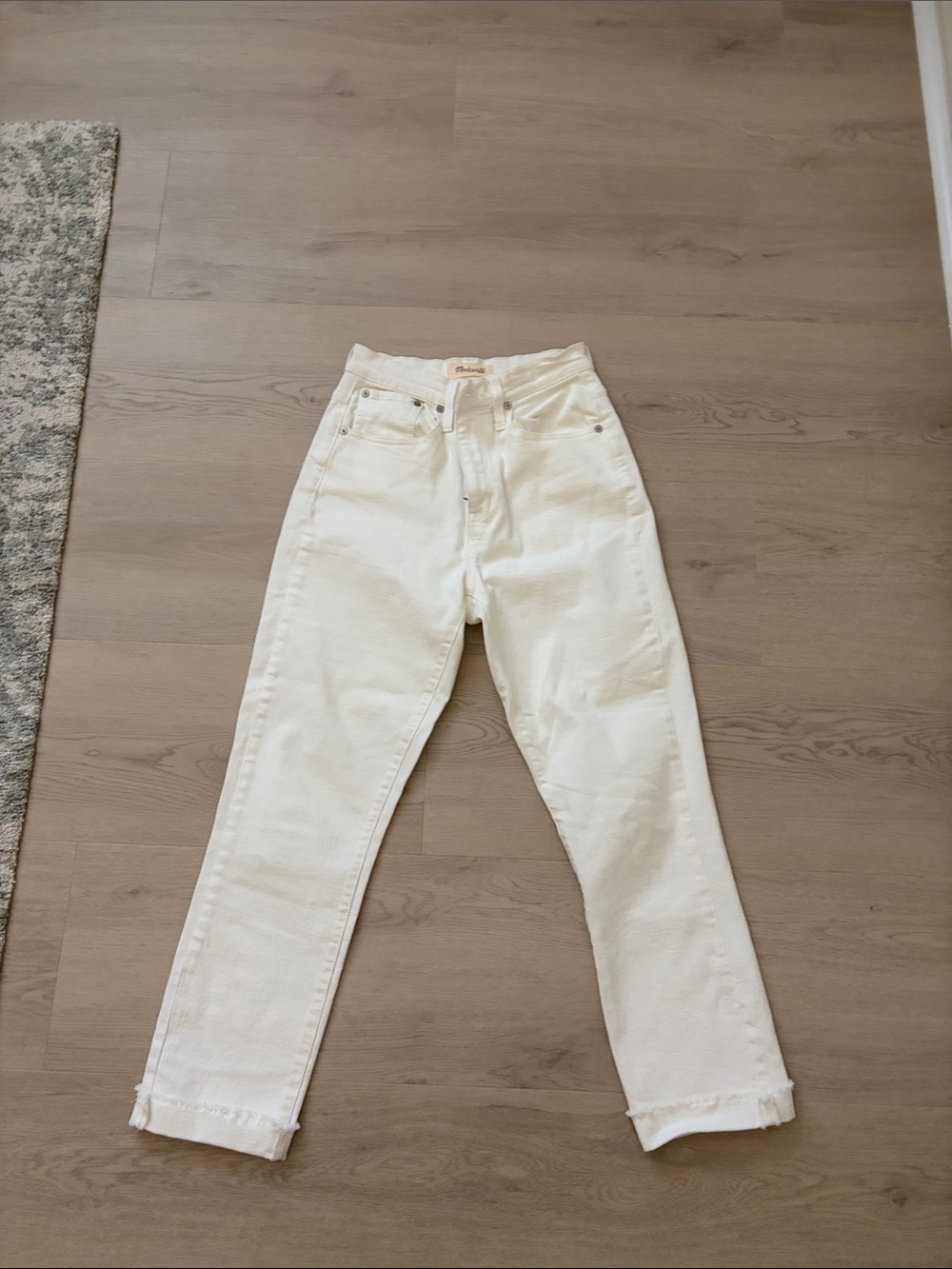 Madewell Women's High-Rise Crop Boyjean White  Jeans
